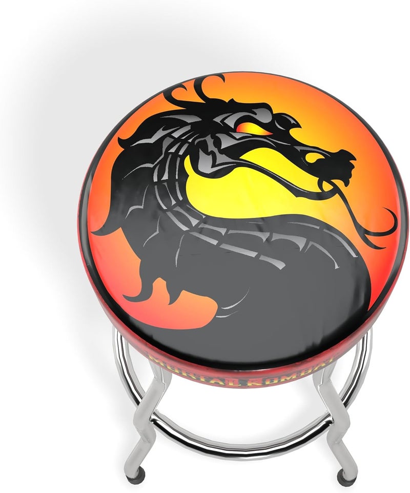 Arcade1Up Officially Licensed Adjustable Stool with Chrome-Plated Steel Frame and High-Density Foam Padding for Supreme Gaming Comfort (Mortal Kombat II) - Image 1
